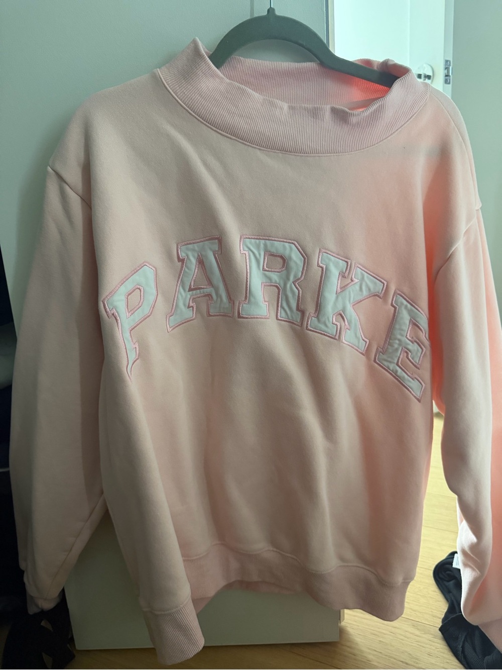 Parker Pink Embroidered Collegiate Crewneck Sweatshirt